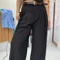 High-Waist Pleated Wide-Leg Trousers