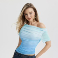 Ombre Off-Shoulder Mesh